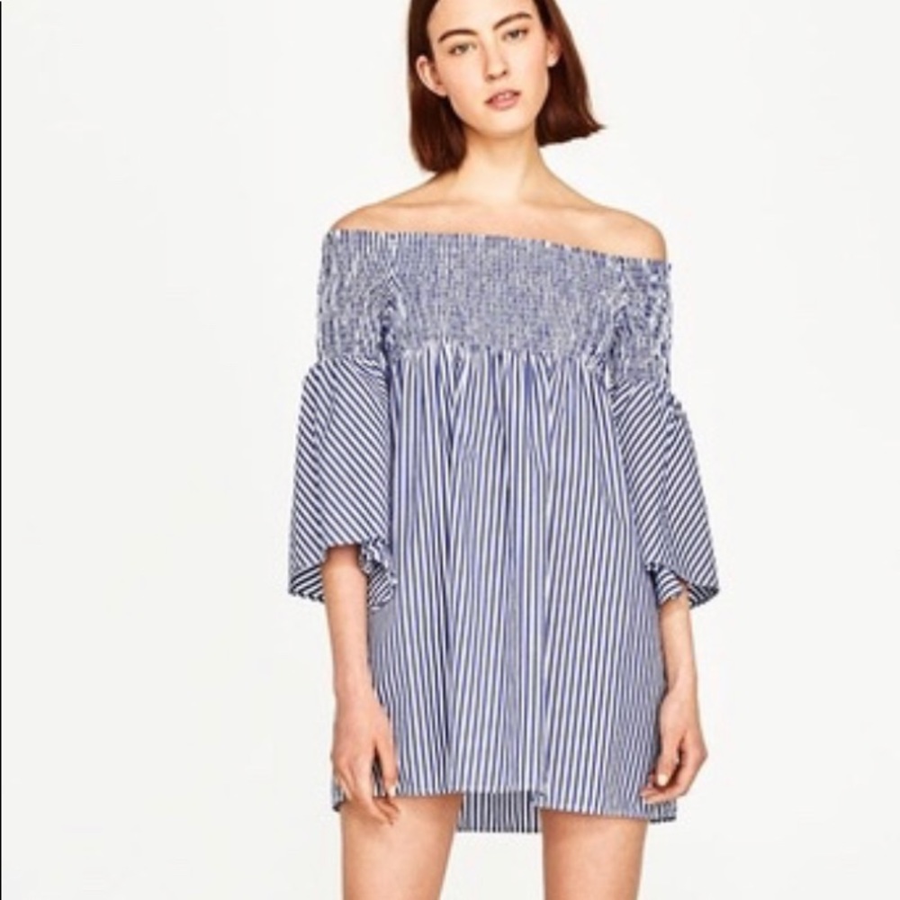 ZARA Striped Smocked Mini Dress / Tunic